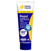 Aero Healthcare CANCER COUNCIL SPF50+ Repel Sunscreen+Insect Repellent Tube 110mL (Carton of 24 Each)